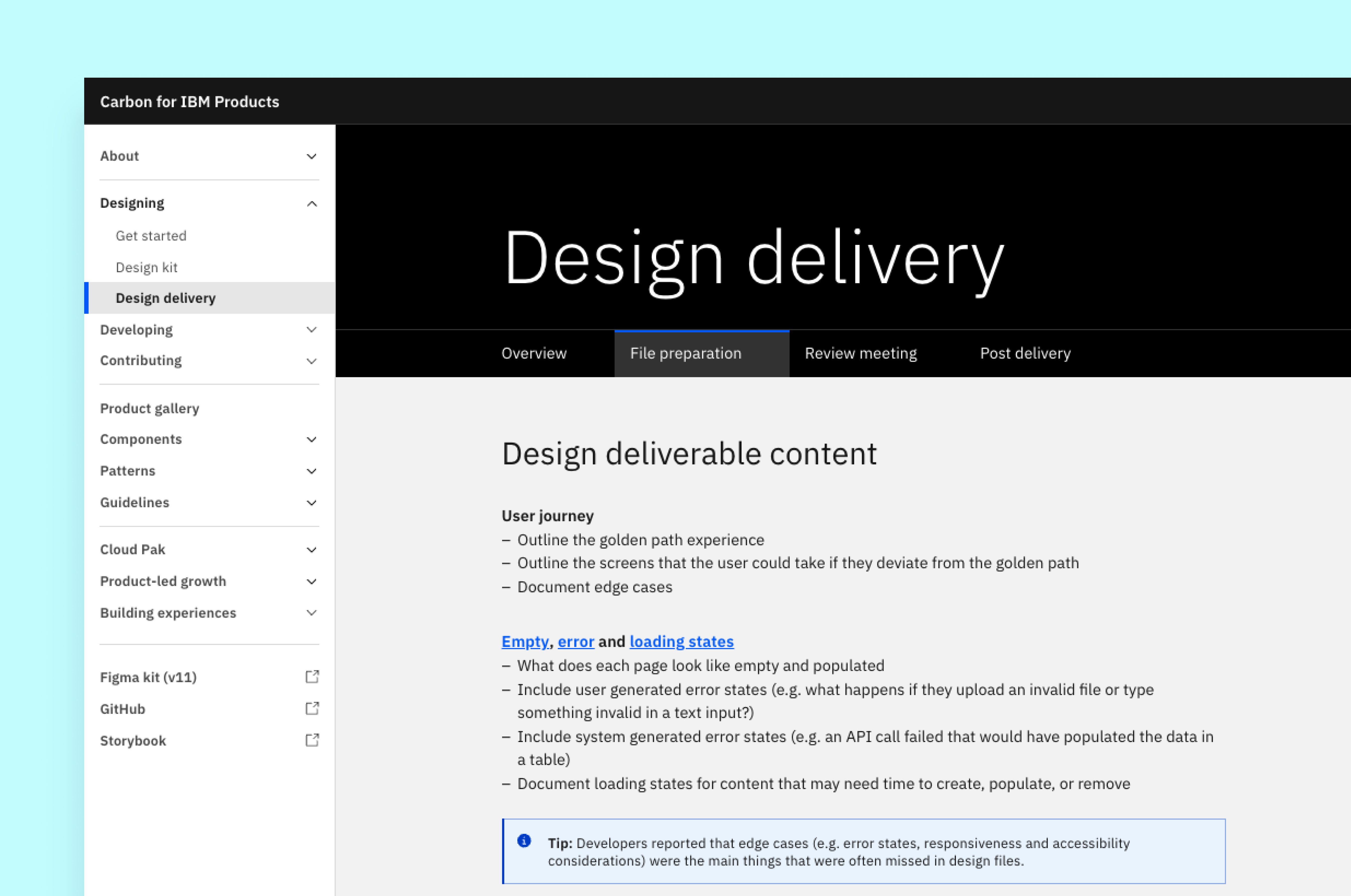 Project preview for developer handoff case study