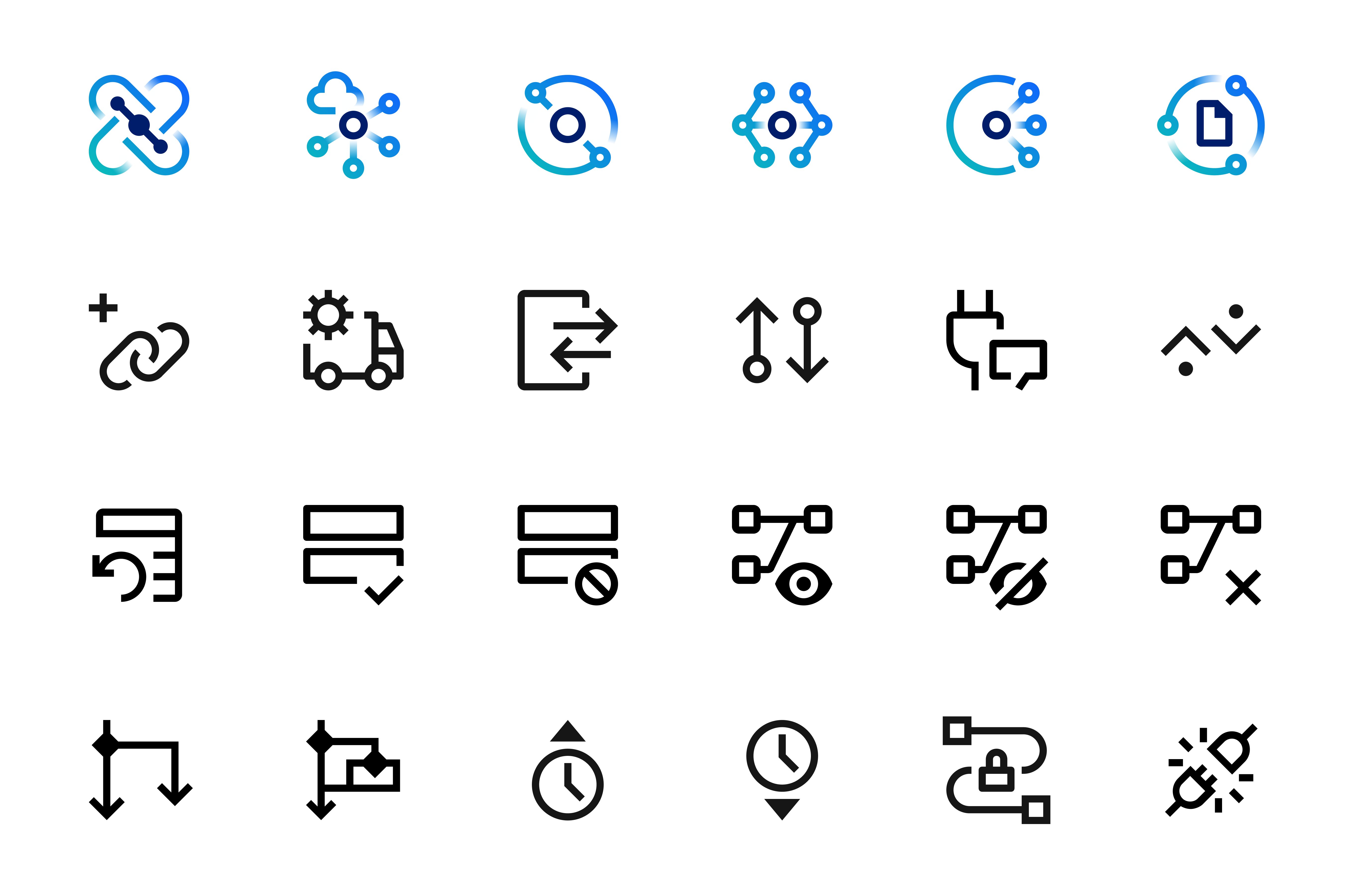 30+ icons designed and contributed to Carbon to fill migration gaps across the acquired products.